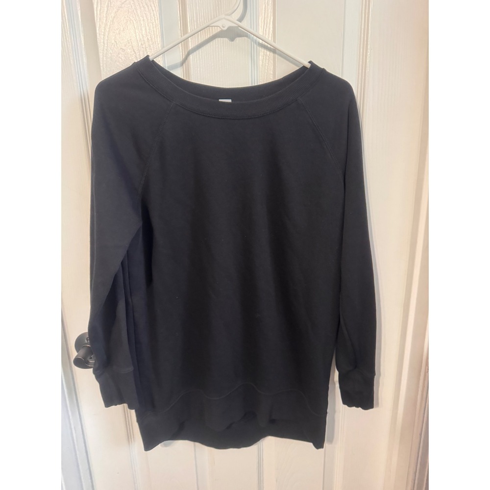 Old Navy Women's Small Black Longline Sweatshirt Tunic Pullover Crewneck